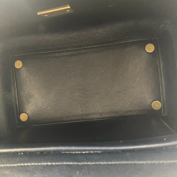 CELINE PARIS Navy / Red Trimmed Leather Bag/Satchel w/ Flap & Strap Detail - Picture 9 of 9